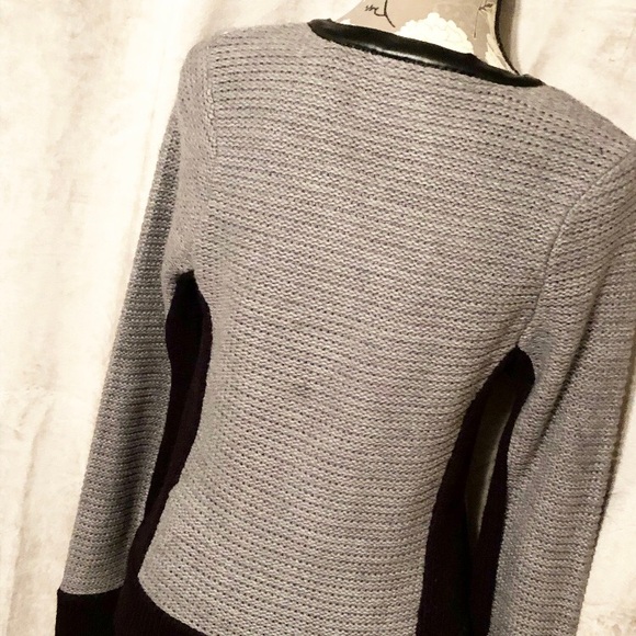 Leather trim grey cardigan - Picture 3 of 3